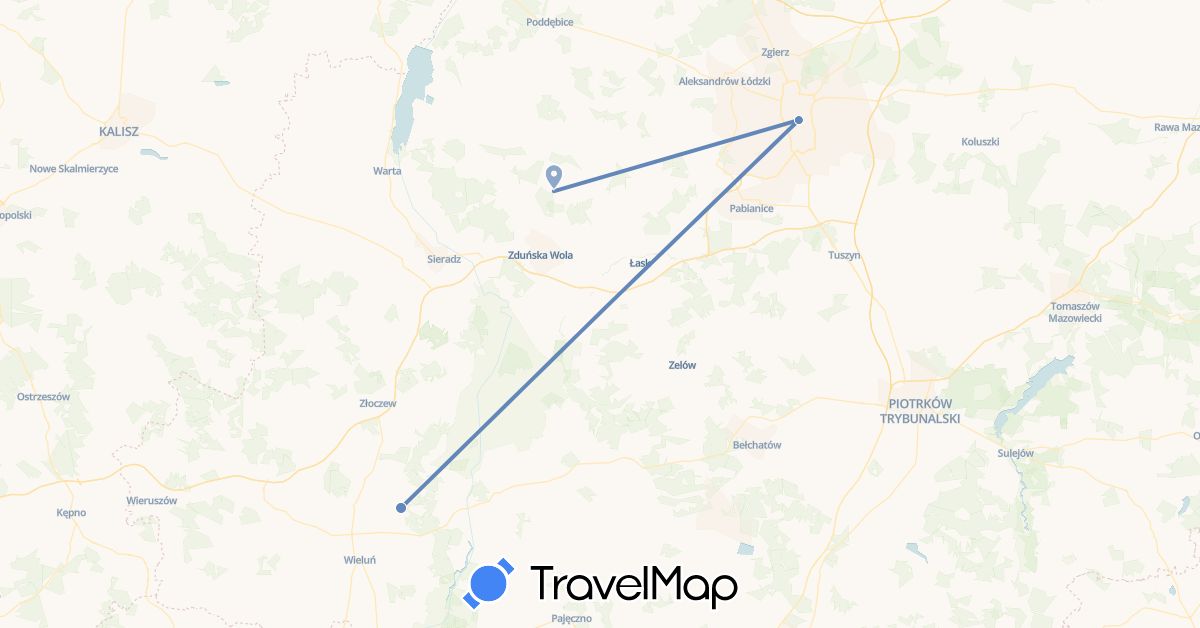 TravelMap itinerary: driving, cycling in Albania, Poland (Europe)
